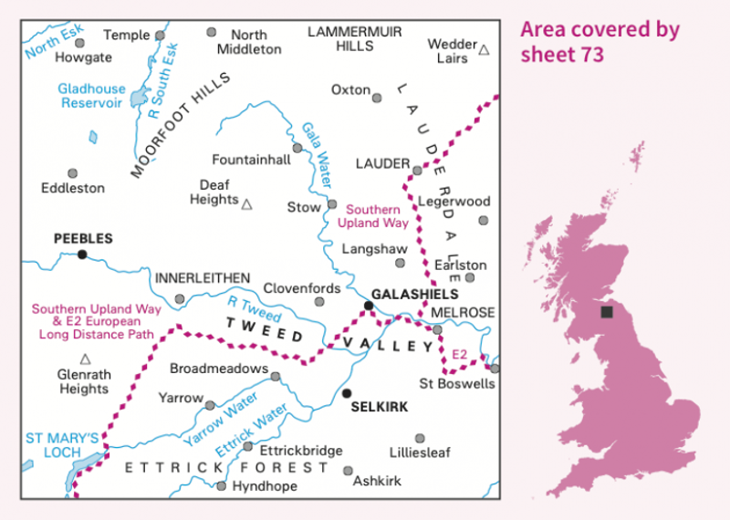 OS Landranger Map 73 - Peebles Galashiels and Selkirk Tweed Valley-1